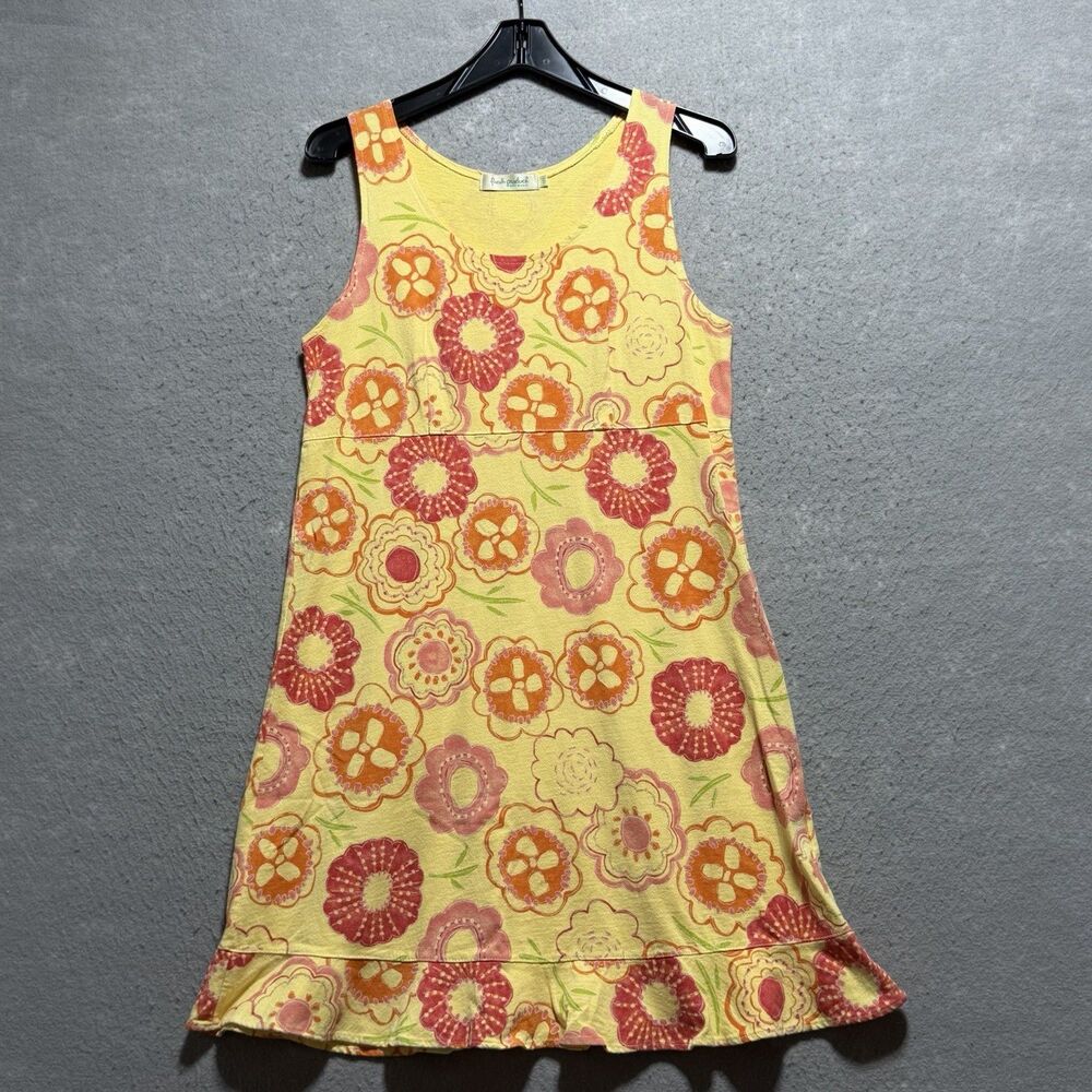 Fresh Produce Dress Women’s Size Small Yellow Floral 100% Cotton Sleeveless